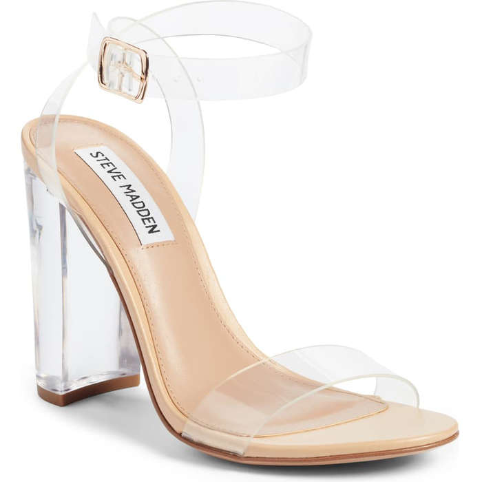clear one strap heels