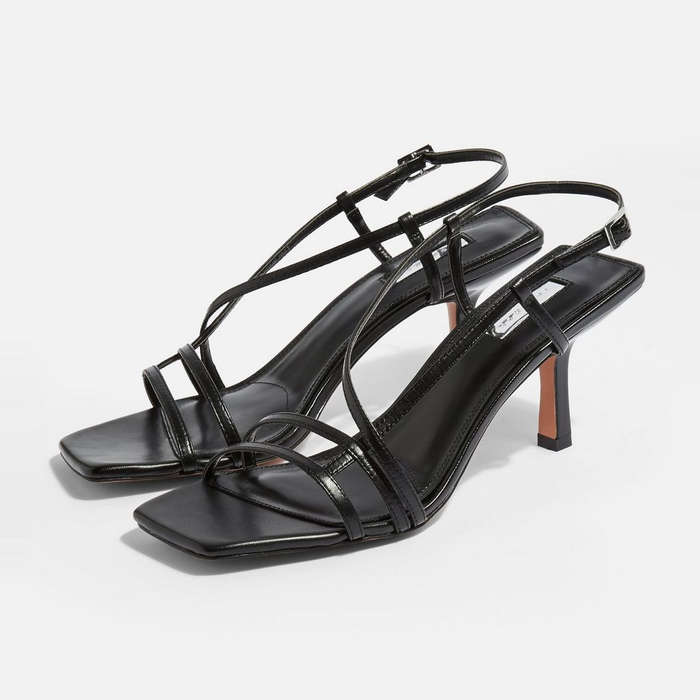 thin strappy black heels