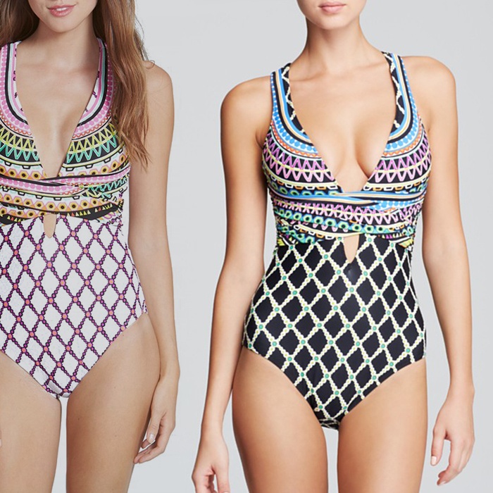 patterned one piece swimsuit