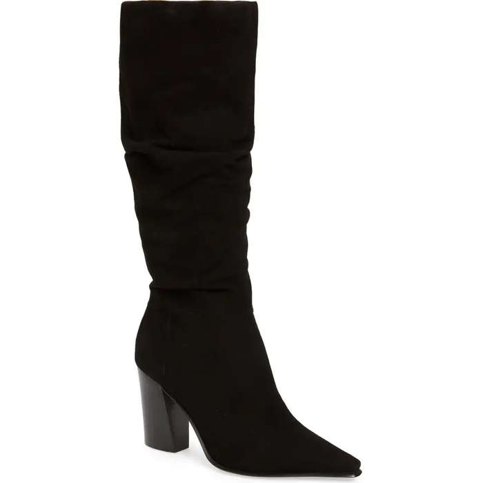 black suede calf length boots