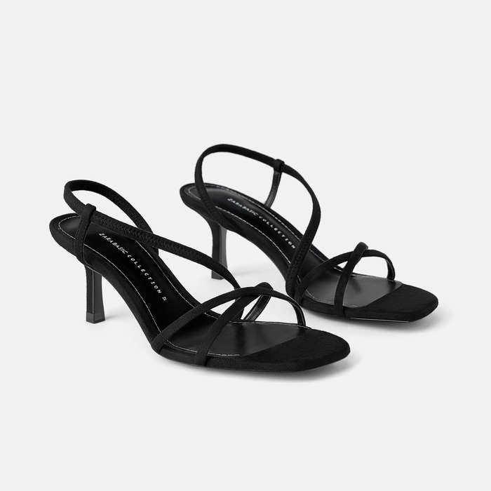 strippy black heeled sandals
